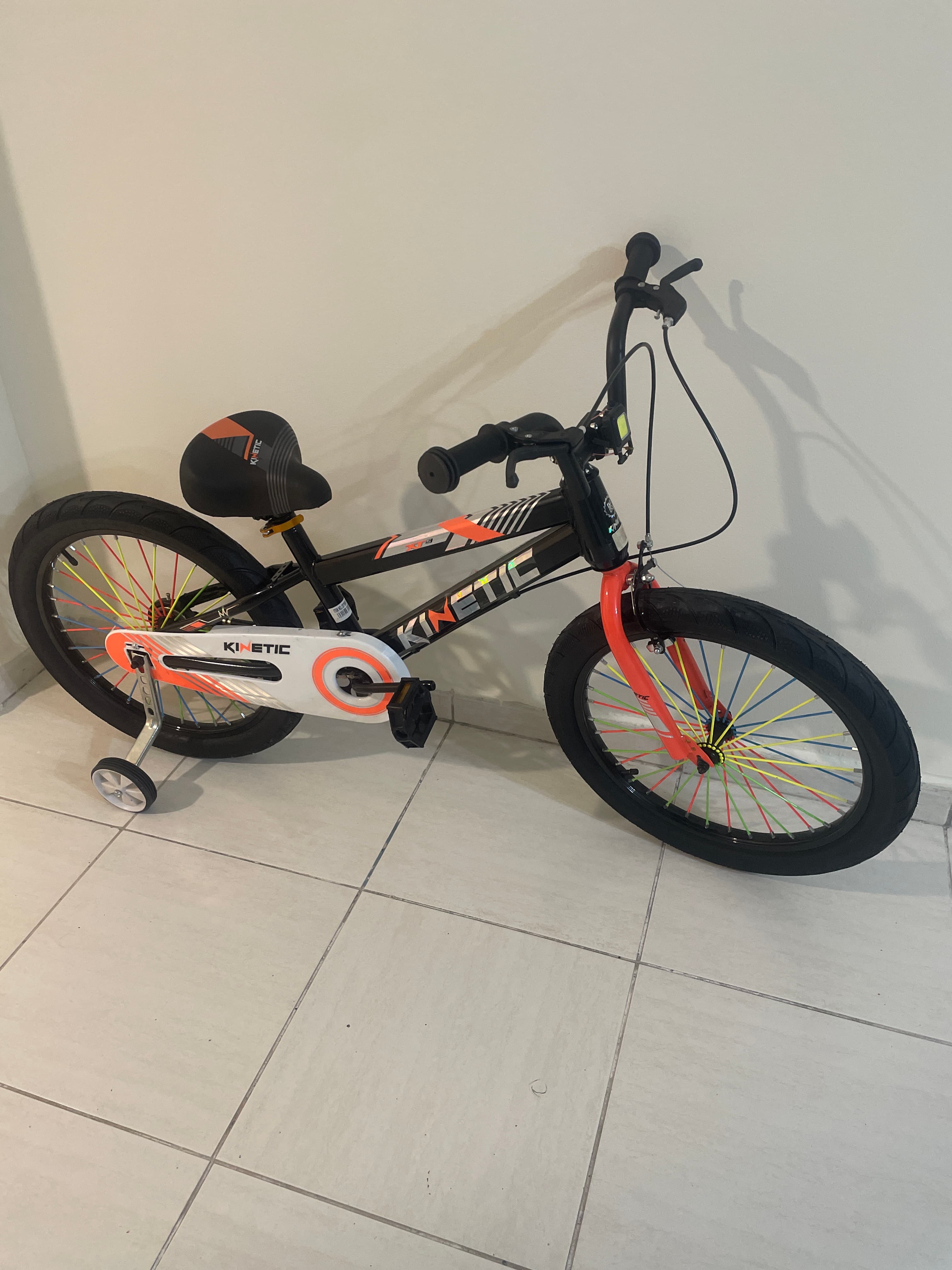 Kinetic Kids Bicycle - Black & Orange with Training Wheels – Like new – Dubai